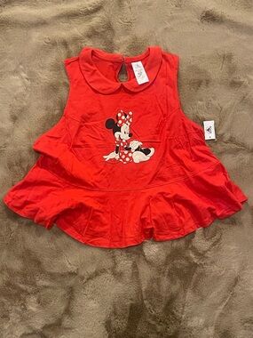 WOMENS 1X (FITS LIKE XL) PEPLUM SHIRT DISNEY PARKS MINNIE MOUSE RED BLACK BLOUSE